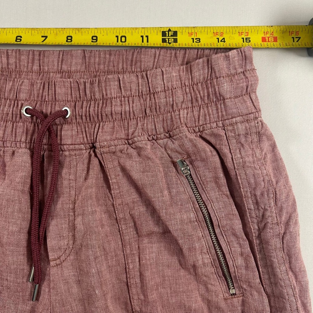Athleta Pants Womens 10 100% Linen Cabo Wide Leg Mauve Rose Wood Drawstring - Picture 6 of 9